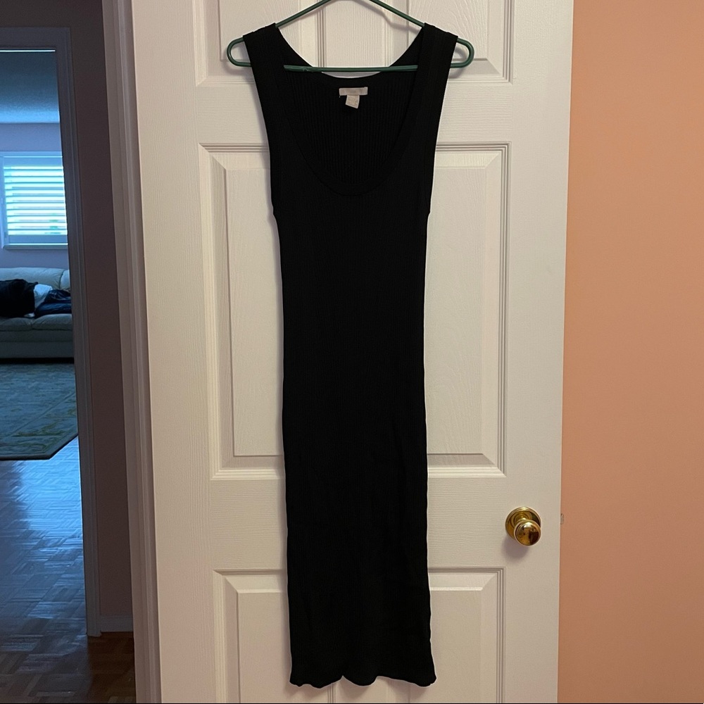 H&M Black Ribbed Midi Tank Dress
